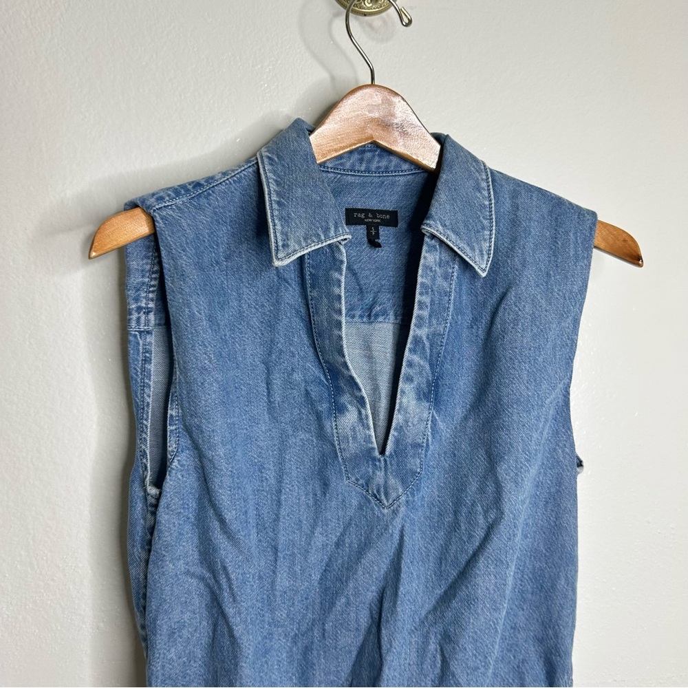 Rag & Bone Ultra Featherweight Denim Fiona Cropped Denim Top Size Small - Picture 7 of 14
